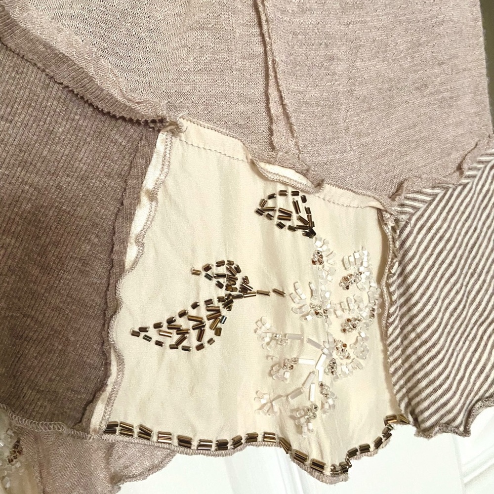 Anthro Patchwork Beaded Lightweight Cardigan. Med. - image 4